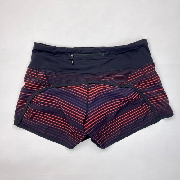 Lululemon Run Times Short Women 4 Striped Swift Lined Pocket Stretch Lightweight - Picture 1 of 14